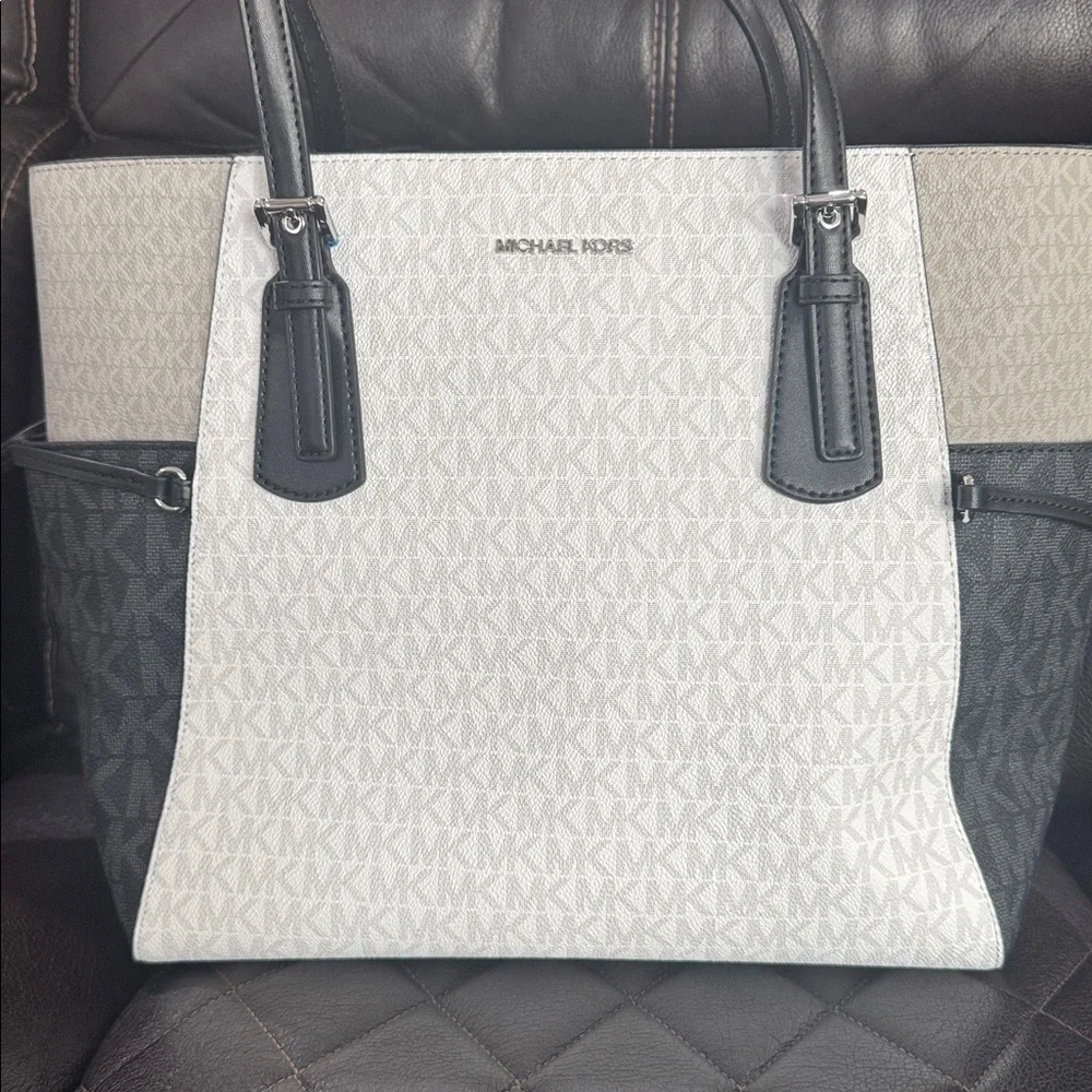 Michael Kors Monogrammed Cream and Black Tote